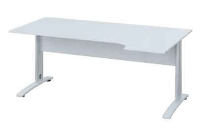 ERK 18 - 184 stůl kancelářský, rohový, pravý, kovová podnož bílá, deska 18 mm, široký 1800 mm, bílá